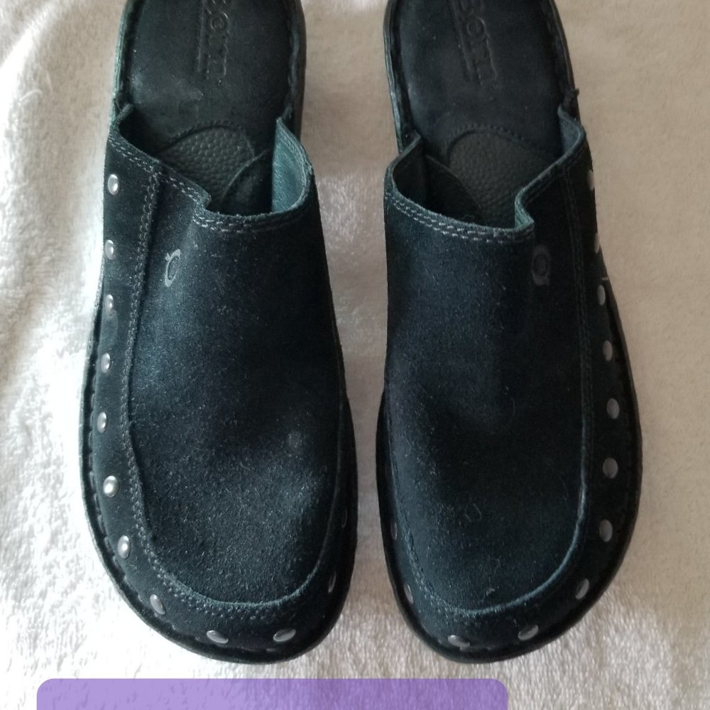 Born Clogs Black Leather Suede Size 7